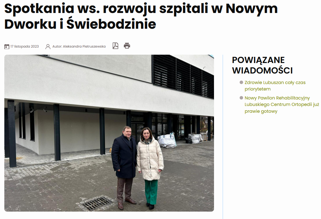 Read more about the article Spotkanie ws. rozwoju szpitala w Nowym Dworku i Świebodzinie